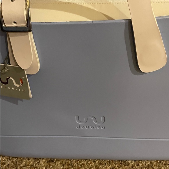 Doubleu Light Blue and White Tote nwt great beach tote - Picture 2 of 6